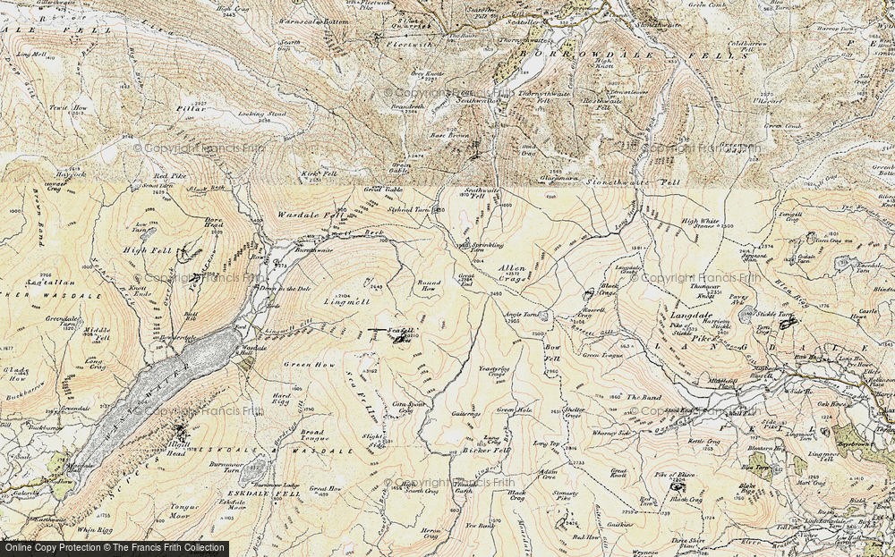 Old Map of Historic Map covering Broad Crag in 1903-1904