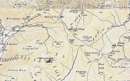 Old map of Bowfell Links in 1903-1904