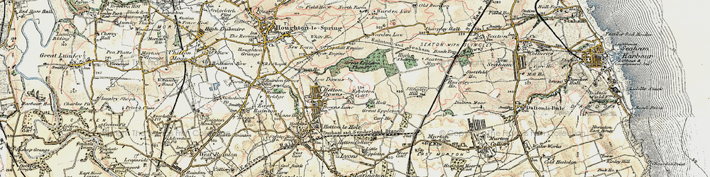 Old map of Great Eppleton in 1901-1904