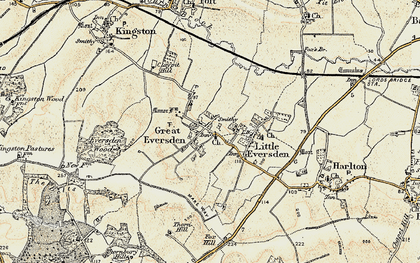 Old map of Great Eversden in 1899-1901