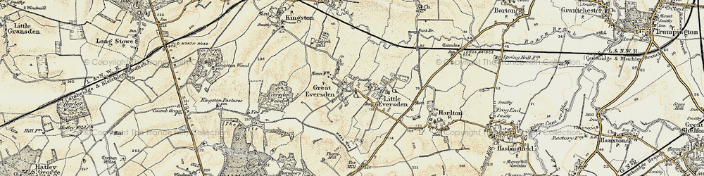 Old map of Great Eversden in 1899-1901