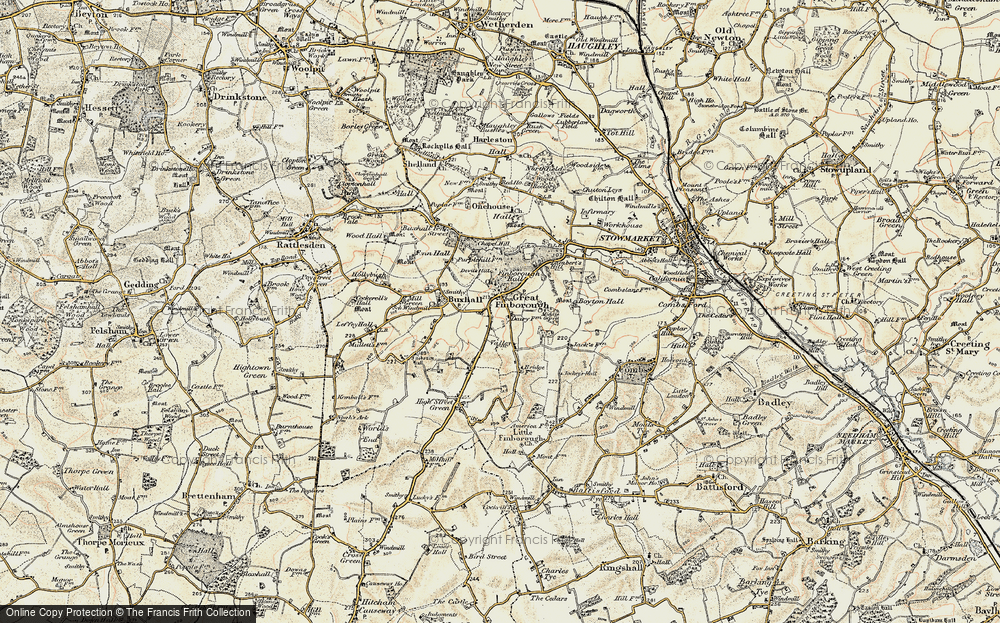Old Map of Great Finborough, 1899-1901 in 1899-1901