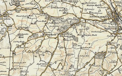 Old map of Great Finborough in 1899-1901