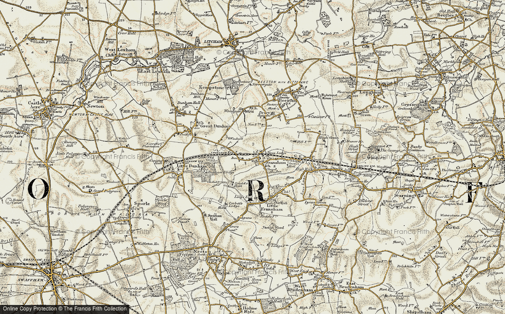 Old Map of Great Fransham, 1901-1902 in 1901-1902