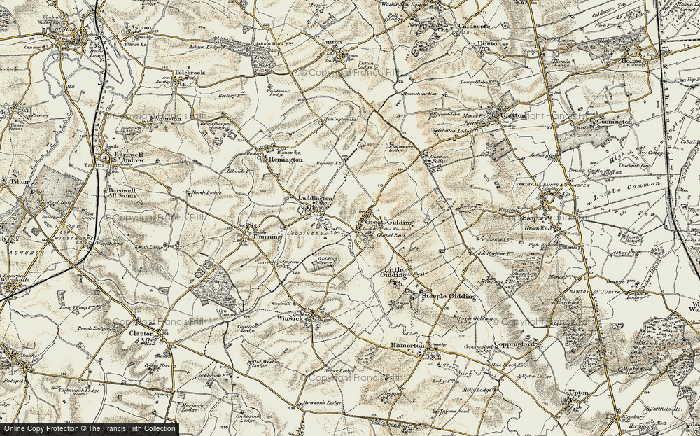 Old Map of Great Gidding, 1901 in 1901