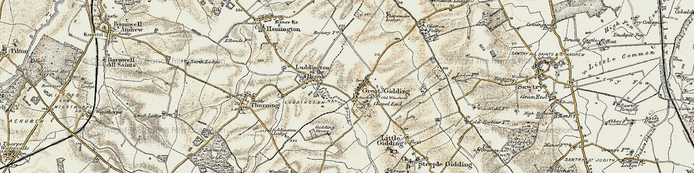 Old map of Great Gidding in 1901