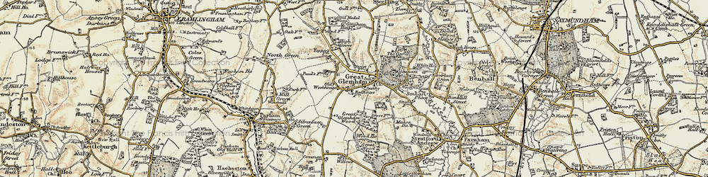 Old map of Great Glemham in 1898-1901