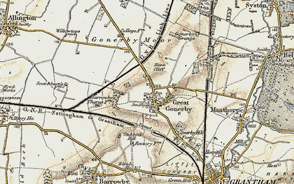 Old map of Great Gonerby in 1902-1903