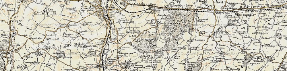Old map of Great Hallingbury in 1898-1899