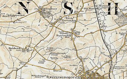 Old map of Great Harrowden in 1901