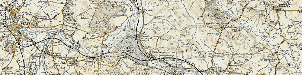 Old map of Great Haywood in 1902