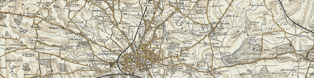 Old map of Great Heath in 1901-1902