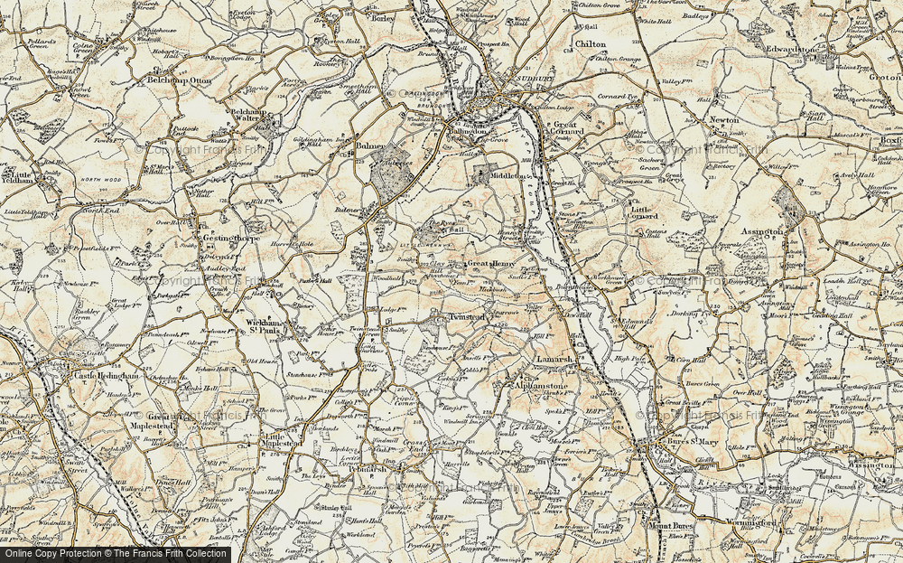 Old Map of Great Henny, 1898-1901 in 1898-1901