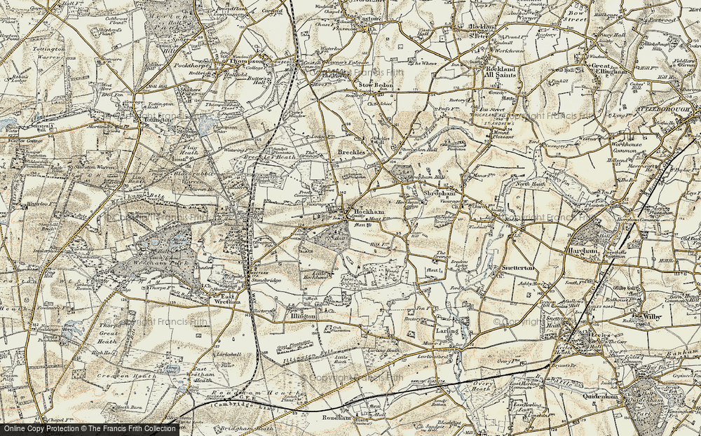 Old Map of Great Hockham, 1901 in 1901