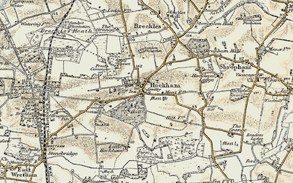 Old map of Great Hockham in 1901