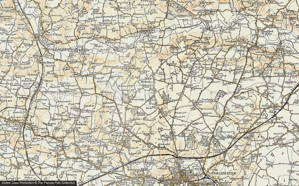 Old Map of Great Horkesley, 1898-1899 in 1898-1899