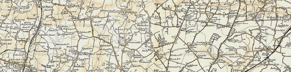 Old map of Great Horkesley in 1898-1899