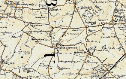 Old map of Great Horwood in 1898