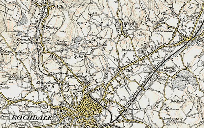 Old map of Great Howarth in 1903