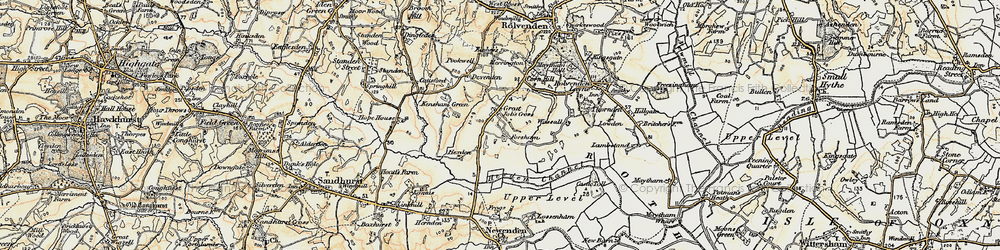 Old map of Great Job's Cross in 1898