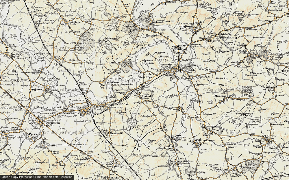 Old Map of Great Linford, 1898-1901 in 1898-1901