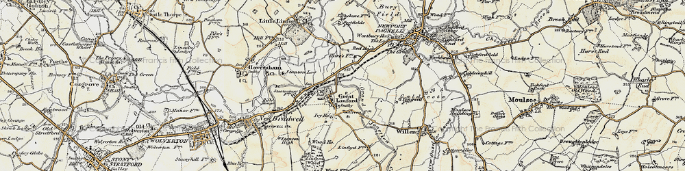 Old map of Great Linford in 1898-1901