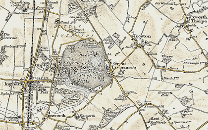 Old map of Ampton Water in 1901