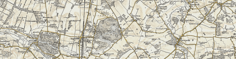 Old map of Ampton Water in 1901