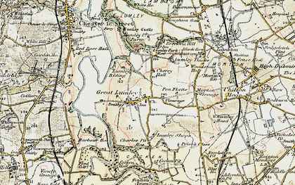 Old map of Finchale Priory in 1901-1904