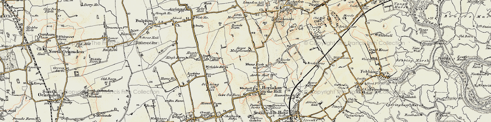 Old map of Great Malgraves in 1897-1898