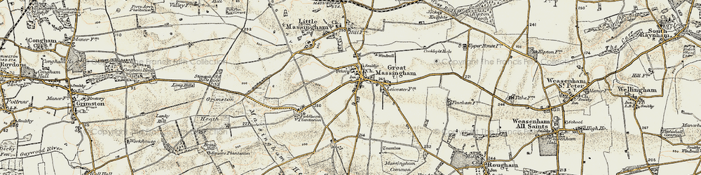 Old map of Great Massingham in 1901-1902