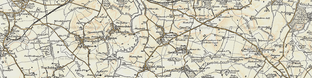 Old map of Great Milton in 1897-1899