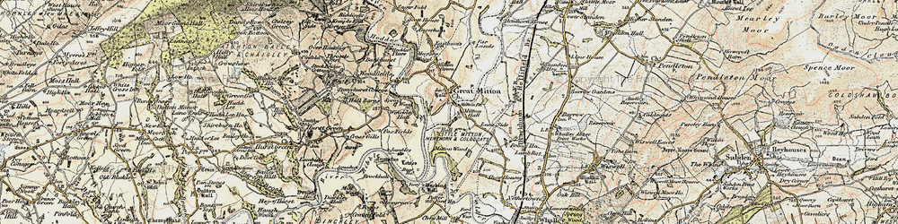 Old map of Great Mitton in 1903-1904