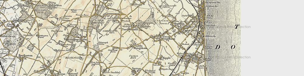 Old map of Great Mongeham in 1898-1899