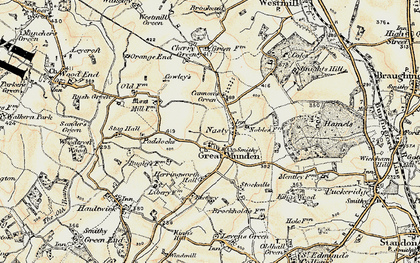 Old map of Great Munden in 1898-1899