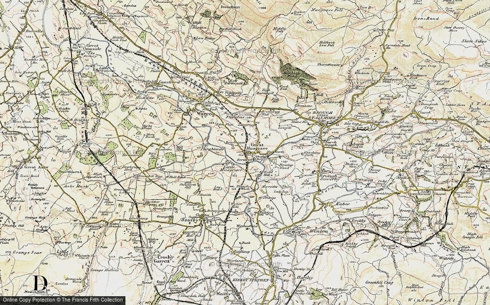 Old Map of Historic Map covering Blands Wath in 1903-1904