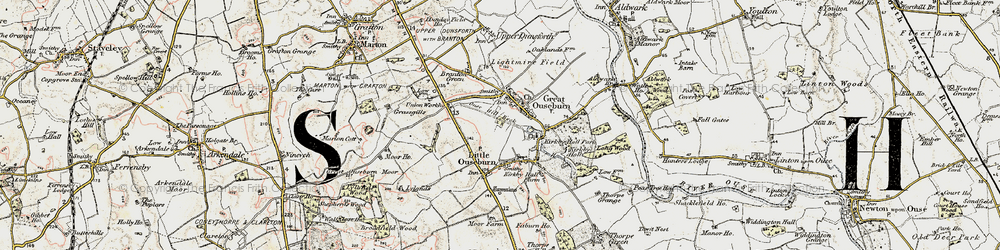 Old map of Great Ouseburn in 1903-1904