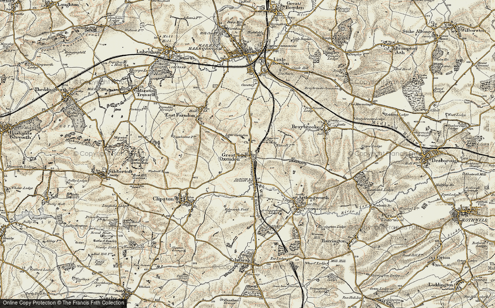 Old Map of Great Oxendon, 1901-1902 in 1901-1902