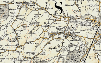 Old map of Great Oxney Green in 1898