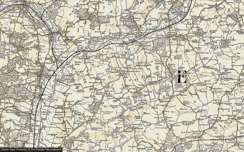 Old Map of Great Parndon, 1898 in 1898