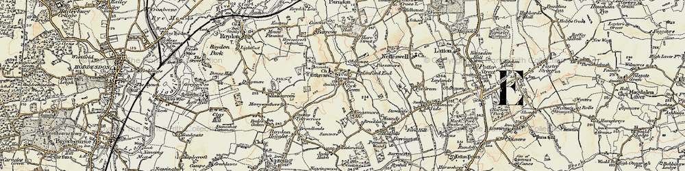 Old map of Great Parndon in 1898
