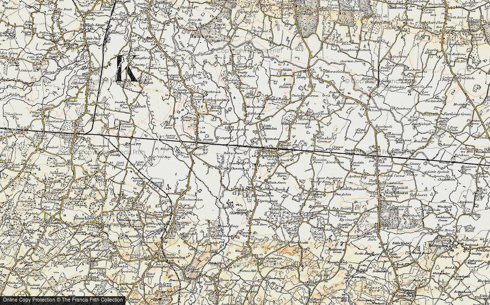 Old Map of Great Pattenden, 1897-1898 in 1897-1898