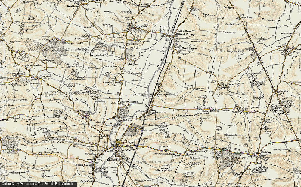 Old Map of Great Paxton, 1898-1901 in 1898-1901