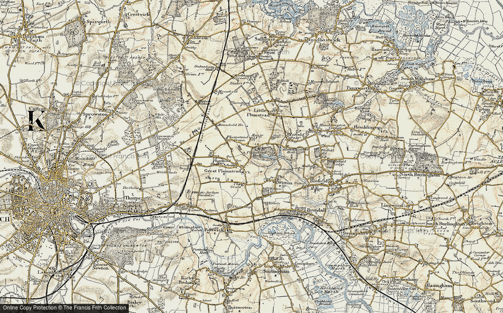 Old Map of Great Plumstead, 1901-1902 in 1901-1902