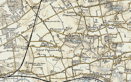 Old map of Great Plumstead in 1901-1902