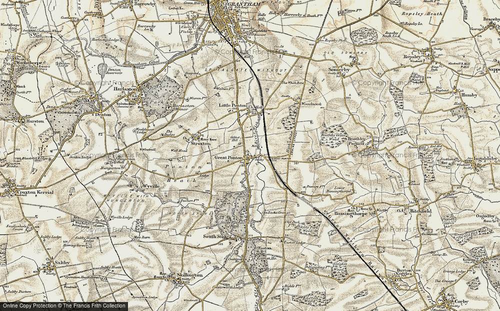 Old Map of Great Ponton, 1902-1903 in 1902-1903