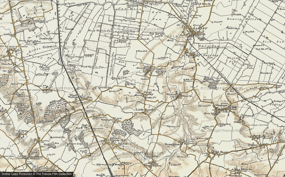 Old Map of Great Raveley, 1901 in 1901