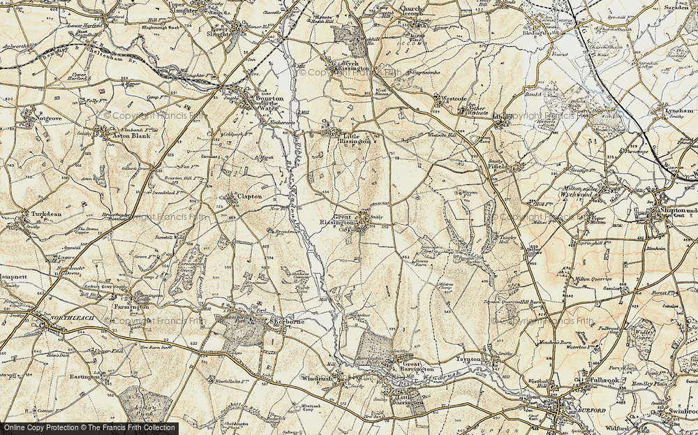 Old Map of Historic Map covering Barrington Bushes in 1898-1899