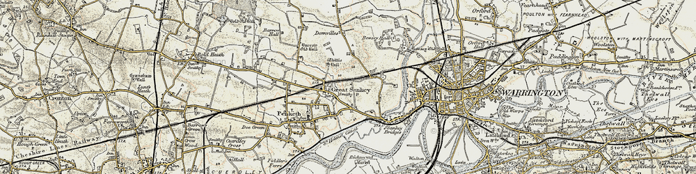 Old map of Great Sankey in 1903