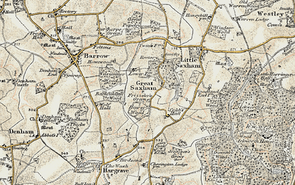 Old map of Great Saxham in 1899-1901